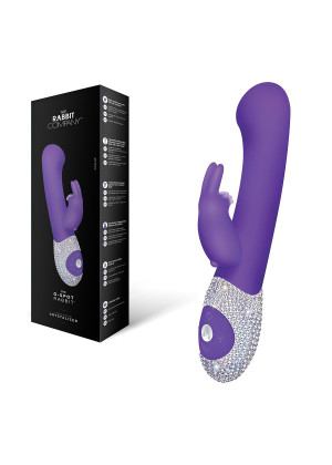 Фиолетовый вибромассажёр The G-spot Rabbit с украшенной стразами рукоятью - 22 см.