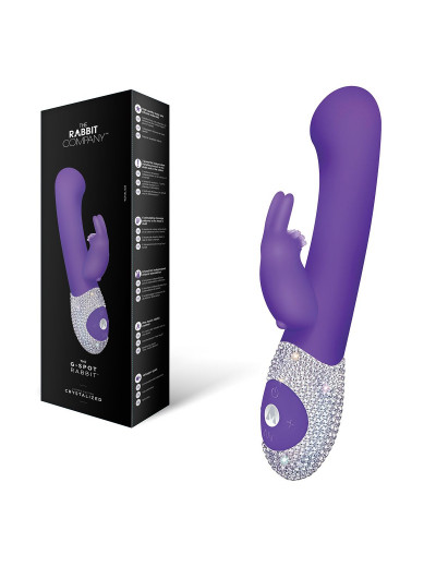 Фиолетовый вибромассажёр The G-spot Rabbit с украшенной стразами рукоятью - 22 см.