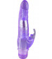 Фиолетовый вибратор Crystal Dildo Climbing Rabbit Vibe - 22 см.