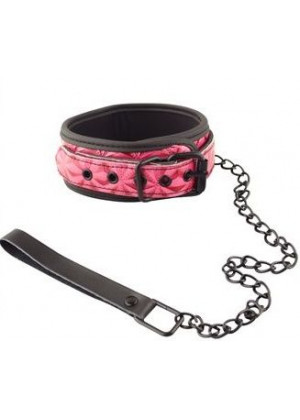 Розово-чёрный ошейник с поводком Collar With Leash