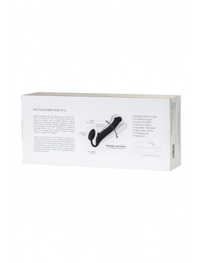 Черный безремневой страпон Silicone Bendable Strap-On L
