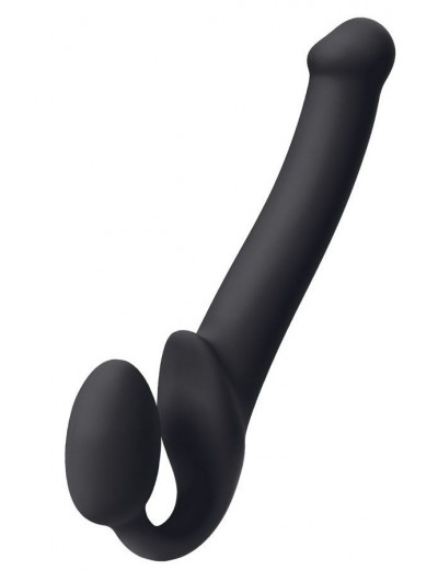 Черный безремневой страпон Silicone Bendable Strap-On L