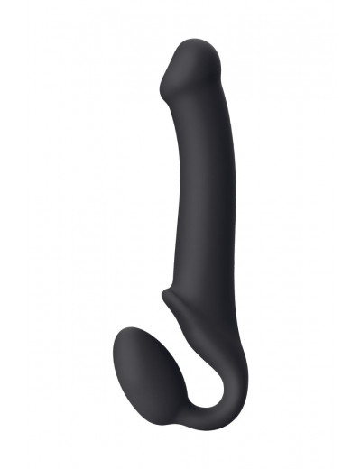 Черный безремневой страпон Silicone Bendable Strap-On L