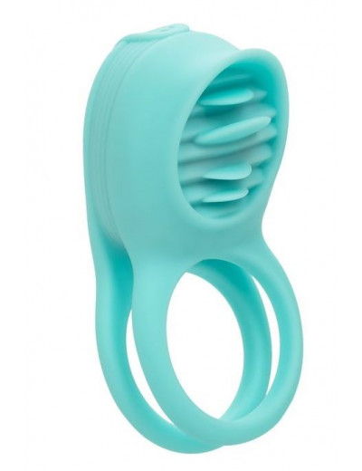 Голубое эрекционное виброкольцо Silicone Rechargeable French Kiss Enhancer
