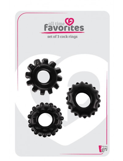 Набор из 3 черных эрекционных колец SET OF 3 COCKRINGS