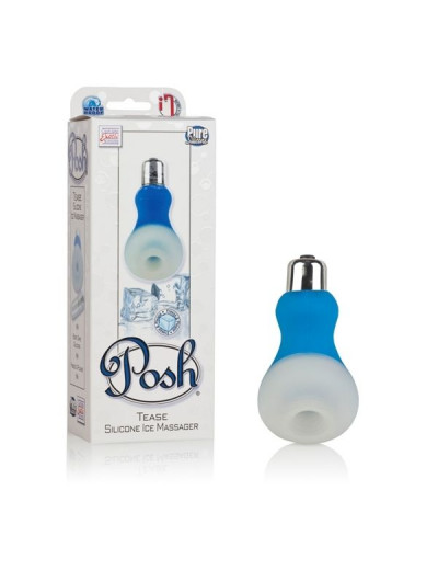 Голубой мини-вибратор Posh Silicone Ice Massager Tease со съемной насадкой для заморозки