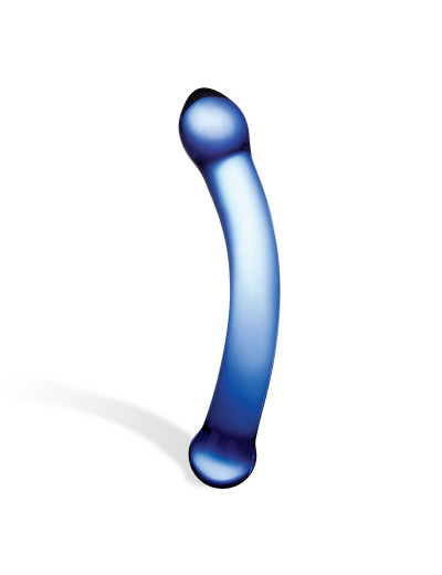Синий изогнутый фаллоимитатор Curved G-Spot Glass Dildo - 16 см.
