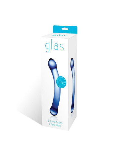 Синий изогнутый фаллоимитатор Curved G-Spot Glass Dildo - 16 см.