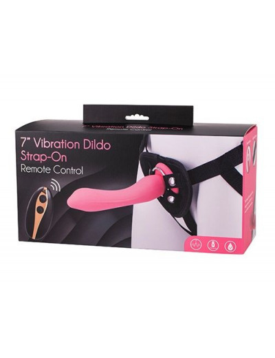 Розовый поясной фаллоимитатор с вибрацией 7INCH VIBRATION DILDO STRAP-ON - 18 см.