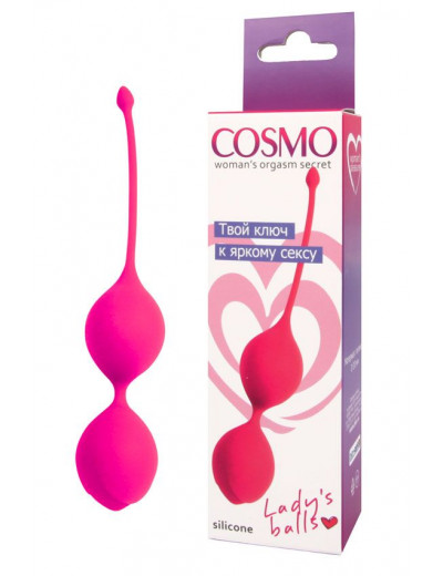 Розовые двойные вагинальные шарики с хвостиком Cosmo