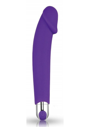 Фиолетовый вибратор Rechargeable IJOY Silicone Dildo - 16,5 см.