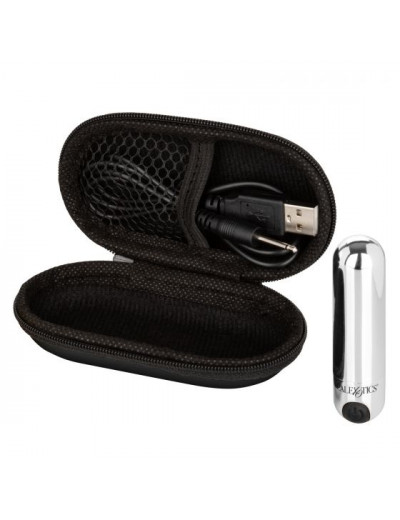Серебристая перезаряжаемая вибропуля Rechargeable Hideaway Bullet - 7,5 см.