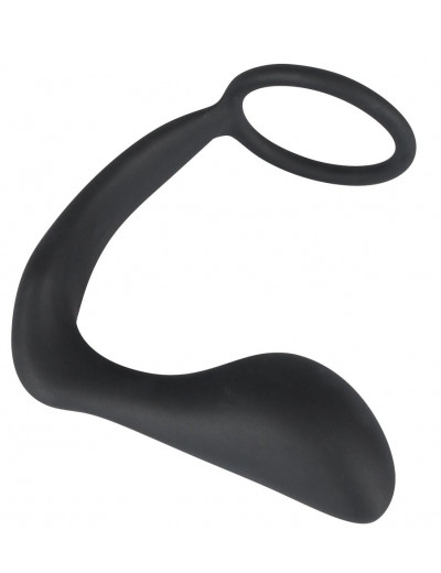 Чёрное эрекционное кольцо с анальной пробкой Black Velvets Ring   Plug