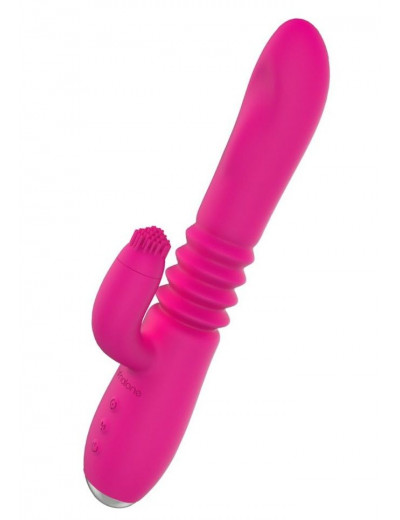 Розовый вибратор с клиторальным стимулятором Nalone Idol Plus - 22,4 см.