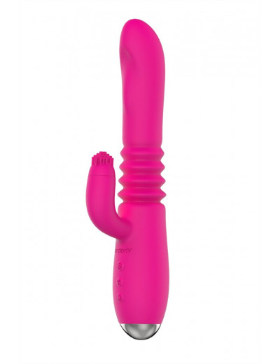 Розовый вибратор с клиторальным стимулятором Nalone Idol Plus - 22,4 см.