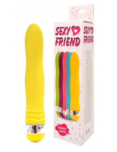 Желтый эргономичный вибратор Sexy Friend - 17,5 см.
