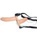 Телесный женский страпон с вагинальной пробкой Strap-On Duo - 15 см.