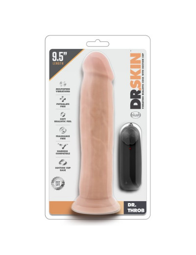 Телесный вибратор-реалистик Dr. Throb 9.5 Inch Vibrating Realistic Cock - 24,1 см.