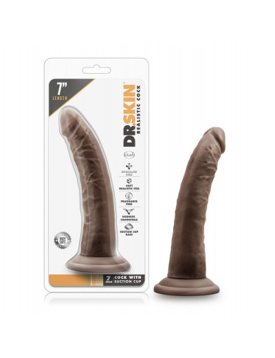 Коричневый фаллоимитатор 7 Inch Cock With Suction Cup - 19 см.