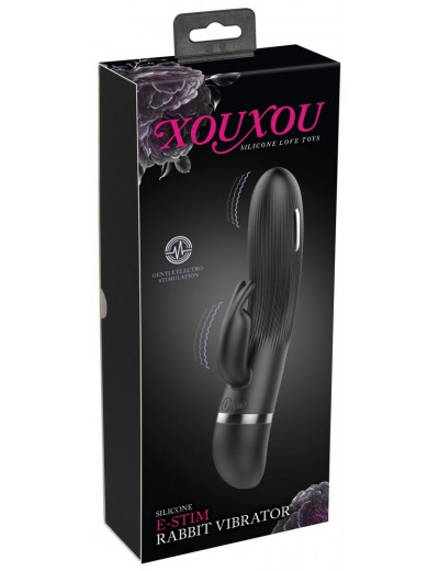 Черный вибратор-кролик с электростимуляцией E-Stim Rabbit Vibrator - 19,3 см.