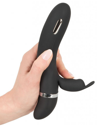 Черный вибратор-кролик с электростимуляцией E-Stim Rabbit Vibrator - 19,3 см.
