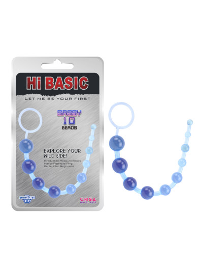 Голубая анальная цепочка Sassy Anal Beads - 26,7 см.