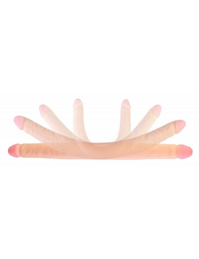 Телесный двухсторонний фаллоимитатор-реалистик - 43 см.