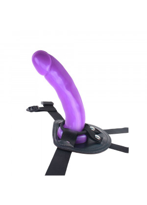 Фиолетовый страпон на черных трусиках Harness and Probe - 16,5 см.