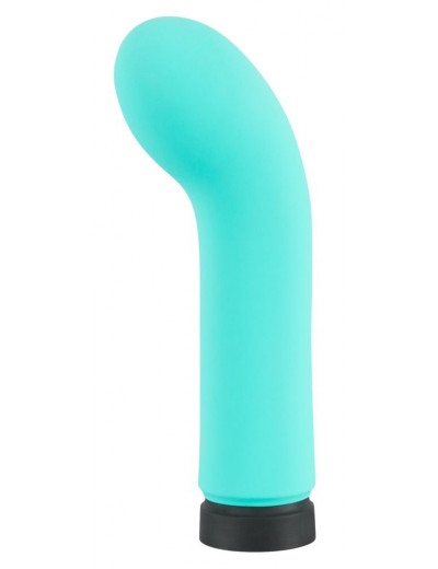 Бирюзовый мини-вибратор с загнутой головкой Power Vibe Curvy - 12 см.