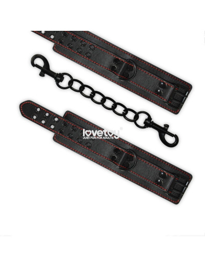 Черные поножи Bondage Fetish Pleasure Ankle cuffs с контрастной строчкой