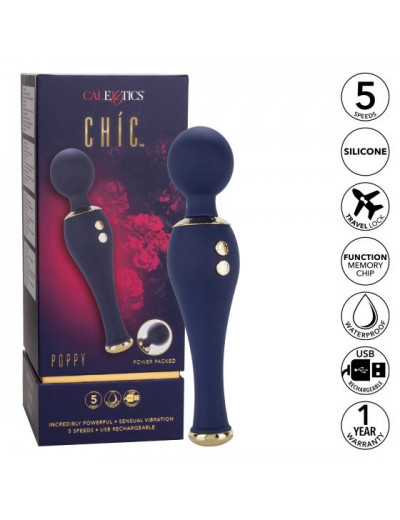 Синий клиторальный вибромассажер Chi­c Poppy - 20,25 см.