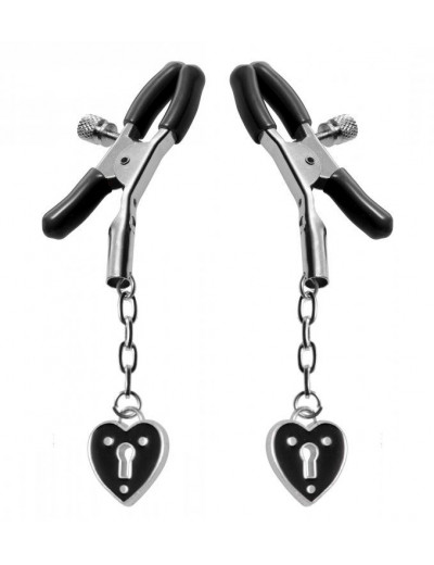 Зажимы на соски с подвесками-замками Charmed Heart Padlock Nipple Clamps
