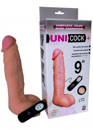 Фаллическая насадка Харнесс UNICOCK 9  с вибрацией - 24 см.