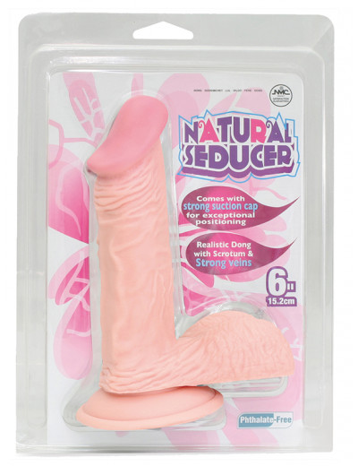 Телесный фаллоимитатор на присоске NATURAL SEDUCER 6 FLESH DONG - 15,2 см.