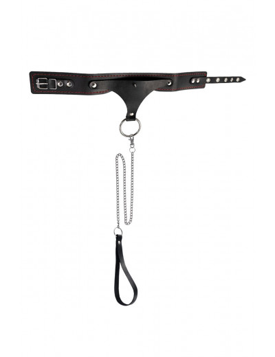 Черный высокий ошейник с поводком