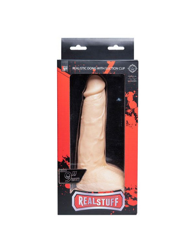 Телесный фаллоимитатор REALSTUFF REALISTIC DONG 9INCH - 23 см.