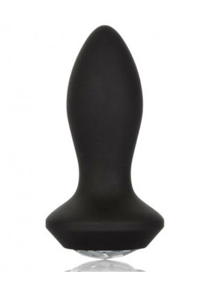Черная анальная вибропробка с кристаллом Vibrating Petite Crystal Probe - 9,5 см.