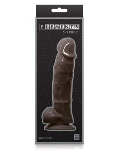Коричневый фаллоимитатор с мошонкой на присоске 5 Inch Dildo - 17,5 см.