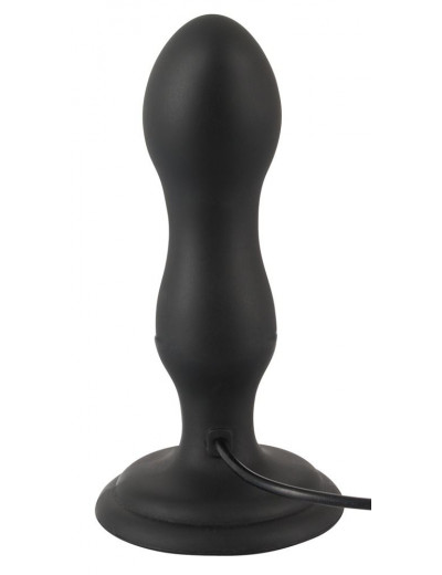 Черная анальная вибропробка с вращением Butt Plug - 13,6 см.