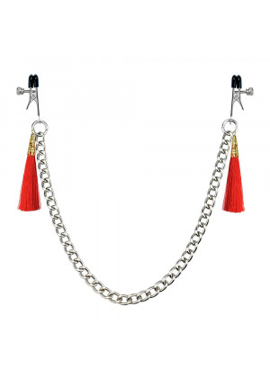 Зажимы на соски с красными кистями Tassel Nipple Clamp With Chain