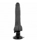 Черный вибратор на мощной присоске Basecock Realistic Vibrator Remote Control - 18,5 см.