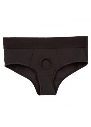 Черные трусы для страпона BACKLESS BRIEF HARNESS 2XL/3XL