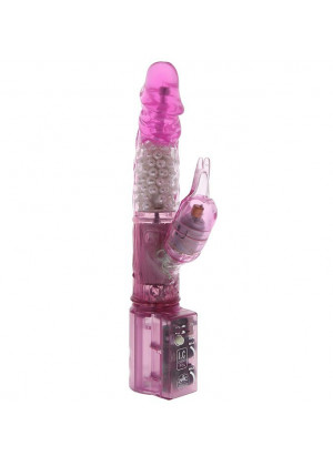 Розовый вибратор с клиторальным отростком JK UNDENIABLE 7.5 PEARL DIVER - 19 см.