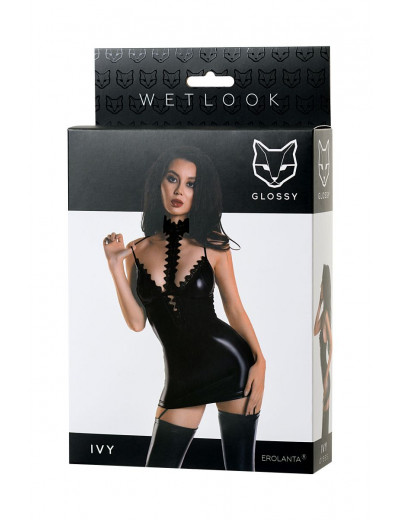 Платье с чокером Ivy из материала с мокрым блеском