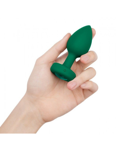 Зеленая анальная вибровтулка с кристаллом Vibrating Jewel Plug M/L - 10,5 см.