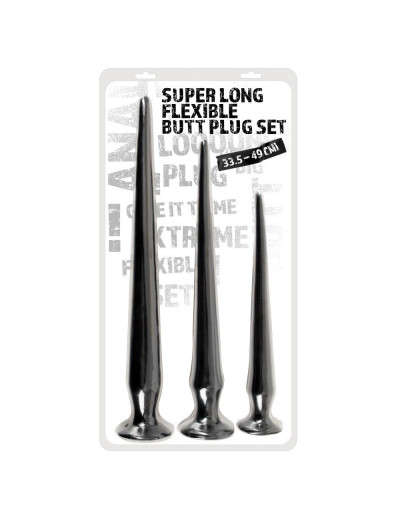 Набор из 3 длинных анальных пробок Super Long Flexible Butt Plug Set