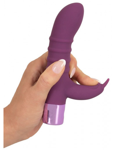 Фиолетовый вибратор-кролик с ребрышками Rabbit Vibe - 16 см.