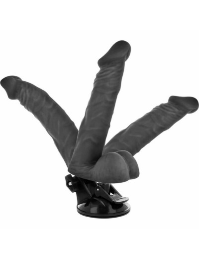 Черный вибратор на мощной присоске Basecock Realistic Vibrator Remote Control - 20 см.
