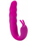 Розовый вибратор Ribbed Dual Stimulator with Rolling Ball - 17 см.