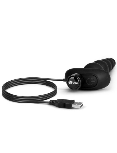 Черные анальные бусы с 3 моторами B-Vibe Cinco Anal Beads - 20,5 см.